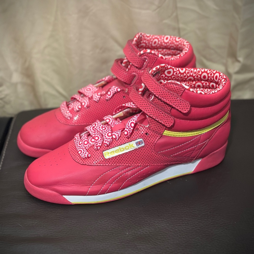 Reebok Pink and Gold High-Top Sneakers